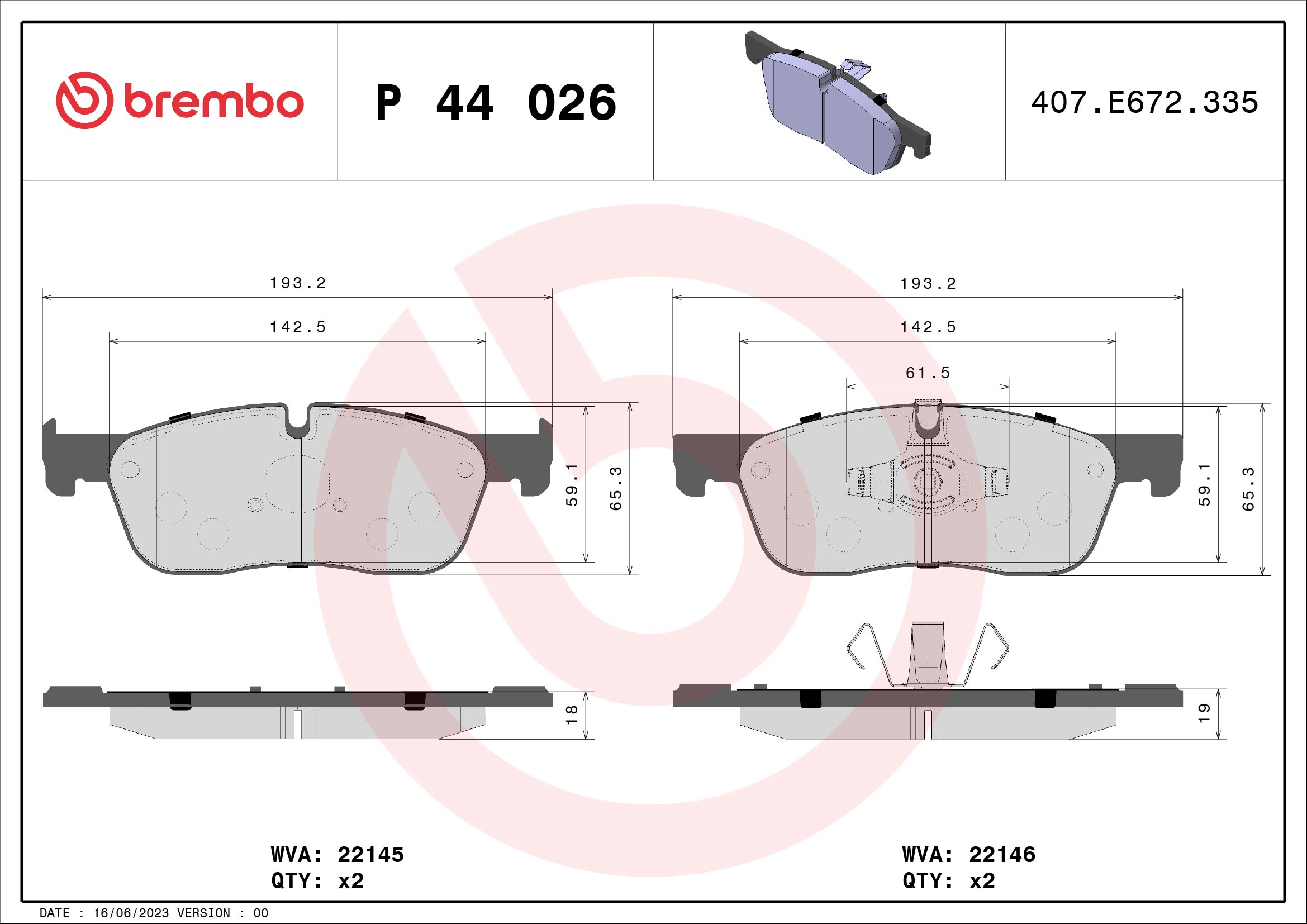 A.B.S. P 44 026 BREMBO Bremsbelagsatz, Scheibenbremse